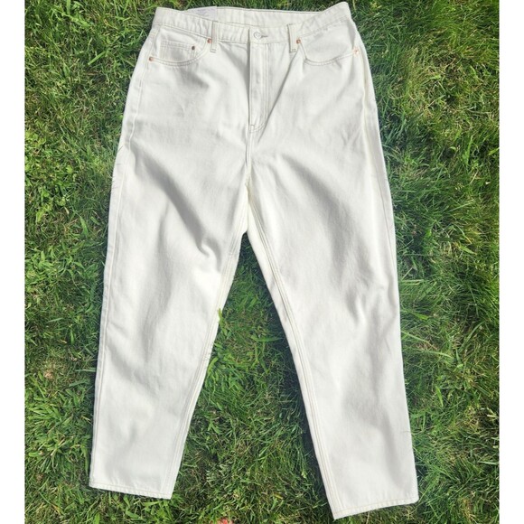 NEW H&M Mom Jeans Women's Size 12 White Curvy Fit High Waist Loose NWT 90s - Picture 7 of 7